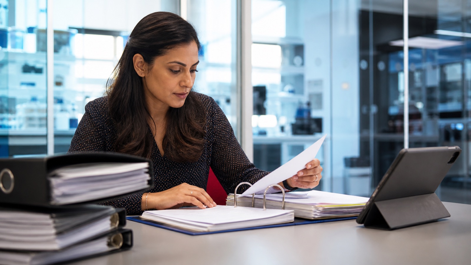 Regulatory affairs professional preparing a medicines submission dossier
