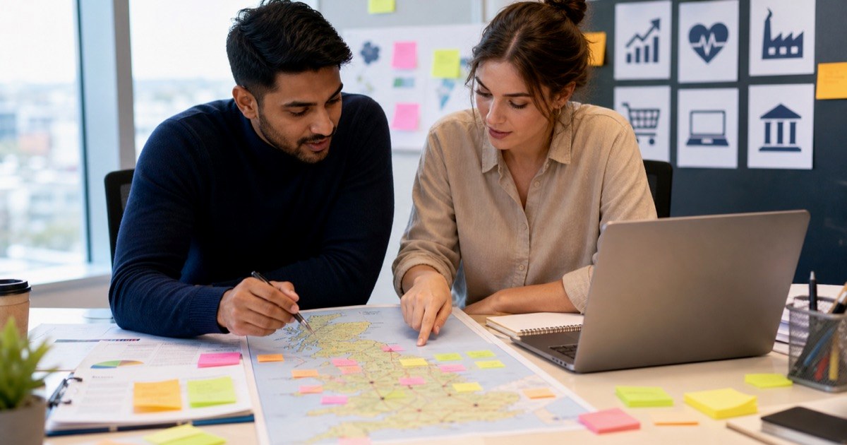 Quantity surveyor checking UK construction sponsor jobs and salary details